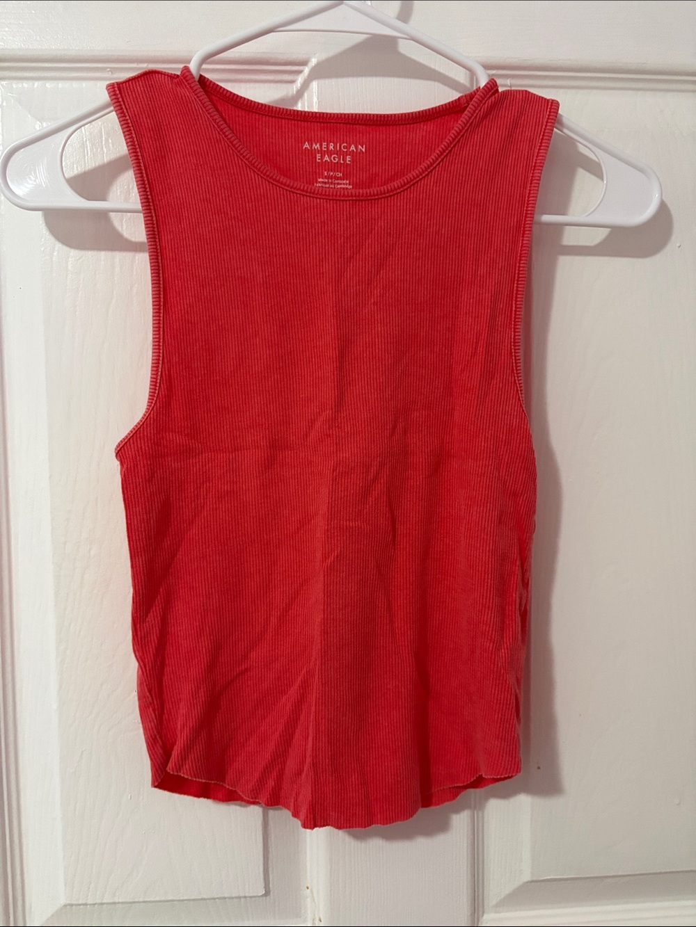 American Eagle Outfitters Coral-Red Ribbed Tank